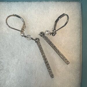 Touchstone Crystal by Swarovski pave bar earrings lever back BNIB w/care tags
